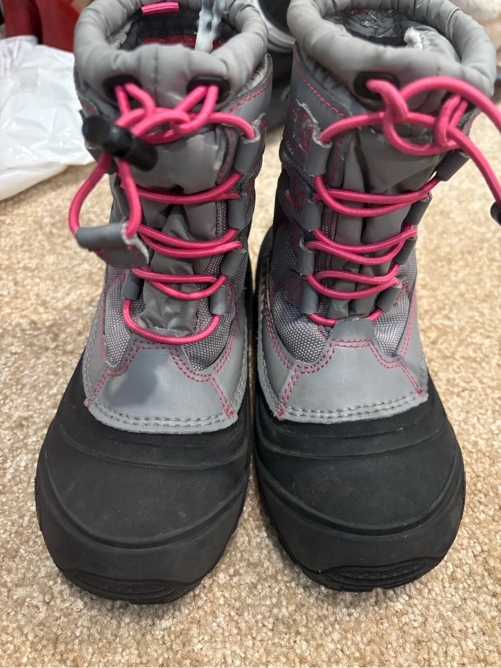 The North Face Kids Gray and Pink Winter Snow Boots